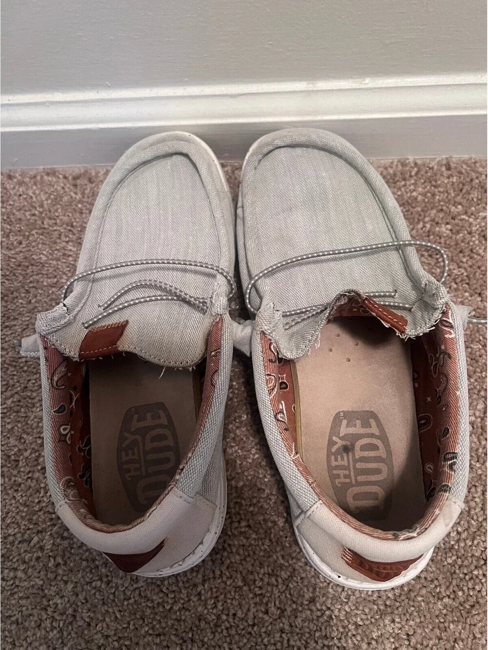 Hey Dude Wally washed Canvas grey mens size 8